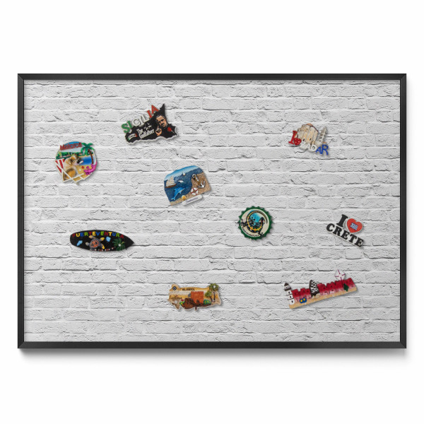 Tablica magnetyczna na ścianę, jasny mur, czarna rama, 100x70, Tulup 800357