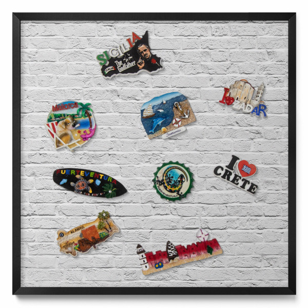 Tablica magnetyczna na ścianę, jasny mur, czarna rama, 50x50, Tulup 793173