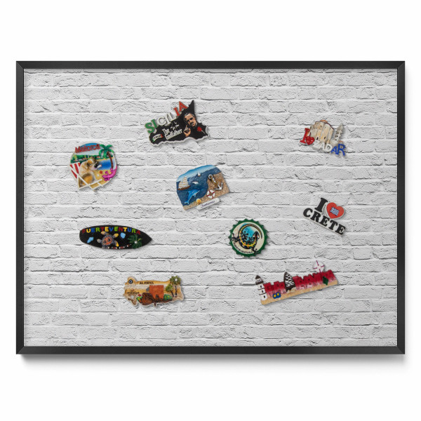 Tablica magnetyczna na ścianę, jasny mur, czarna rama, 80x60, Tulup 800382