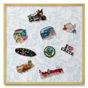 Tablica magnetyczna na ścianę, liście, złota rama, 50×50, Tulup 800642 Tablica magnetyczna na ścianę, liście, złota rama, 50×50, Tulup 800642