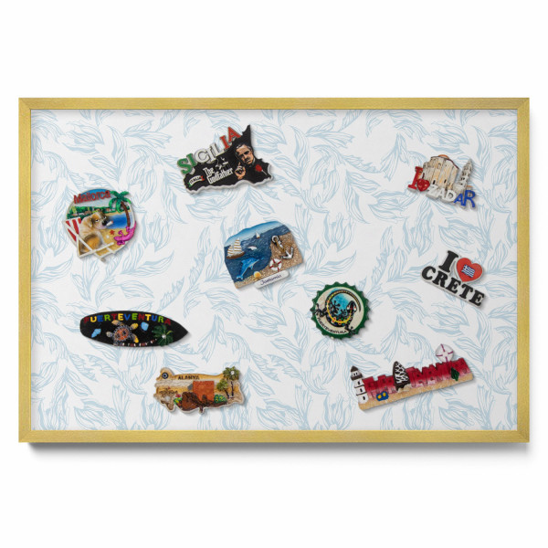 Tablica magnetyczna na ścianę, liście, złota rama, 60x40, Tulup 800512