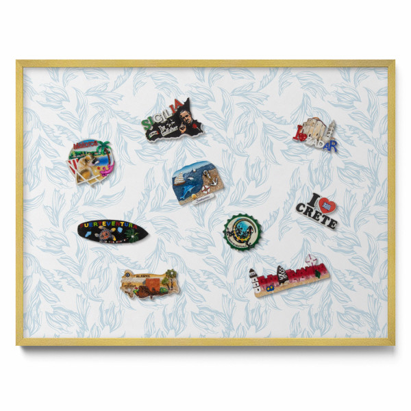 Tablica magnetyczna na ścianę, liście, złota rama, 80x60, Tulup 800546