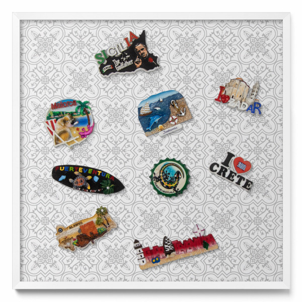 Tablica magnetyczna na ścianę, regularny wzór, biała ramka, 50x50, Tulup 800658