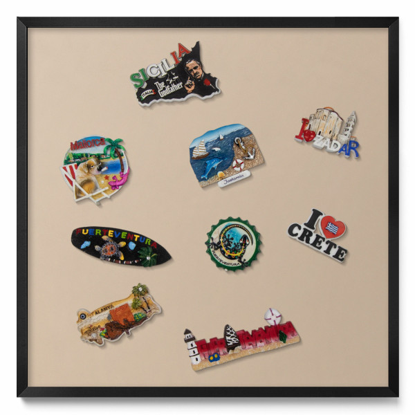 Tablica magnetyczna wisząca, beżowy, czarna rama, 50x50, Tulup 793177