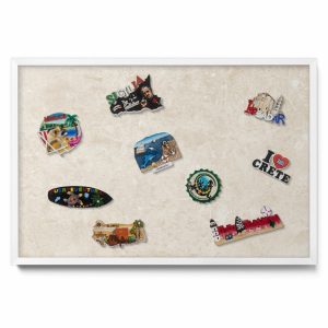 Tablica magnetyczna wisząca, jasny kamień, biała ramka, 60×40, Tulup 800573 Tablica magnetyczna wisząca, jasny kamień, biała ramka, 60×40, Tulup 800573