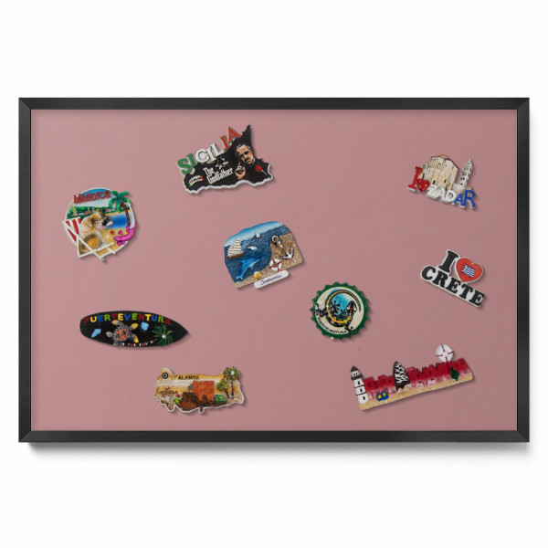Tablica magnetyczna wisząca, pastelowy różowy, czarna rama, 60x40, Tulup 800594