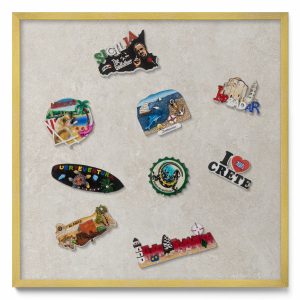 Tablica magnetyczna wisząca, piaskowic, złota rama, 50×50, Tulup 800588 Tablica magnetyczna wisząca, piaskowic, złota rama, 50×50, Tulup 800588