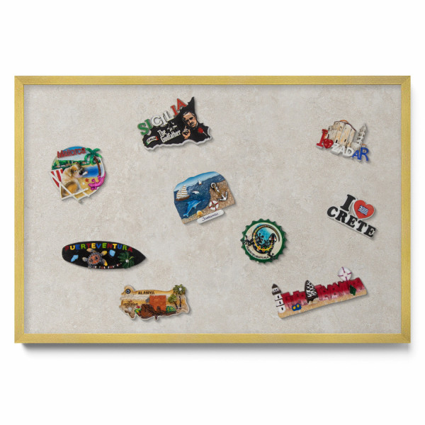 Tablica magnetyczna wisząca, piaskowic, złota rama, 60x40, Tulup 800433