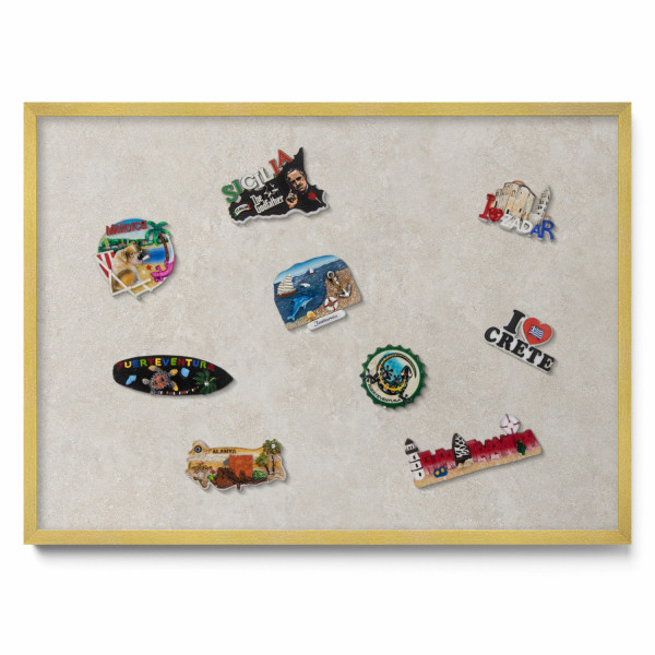 Tablica magnetyczna wisząca, piaskowic, złota rama, 70x50, Tulup 800388