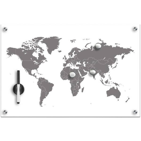 Tablica magnetyczna World + 3 magnesy, 60x40 cm, ZELLER 81628