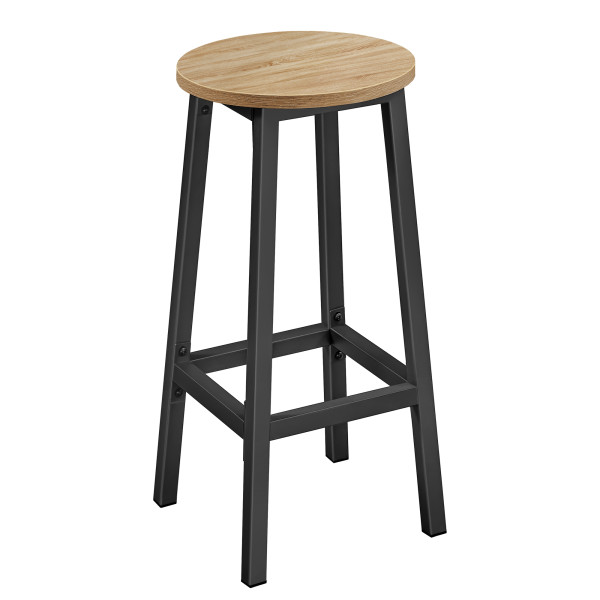 Taboret barowy - dąb sonoma / nogi czarne 767537