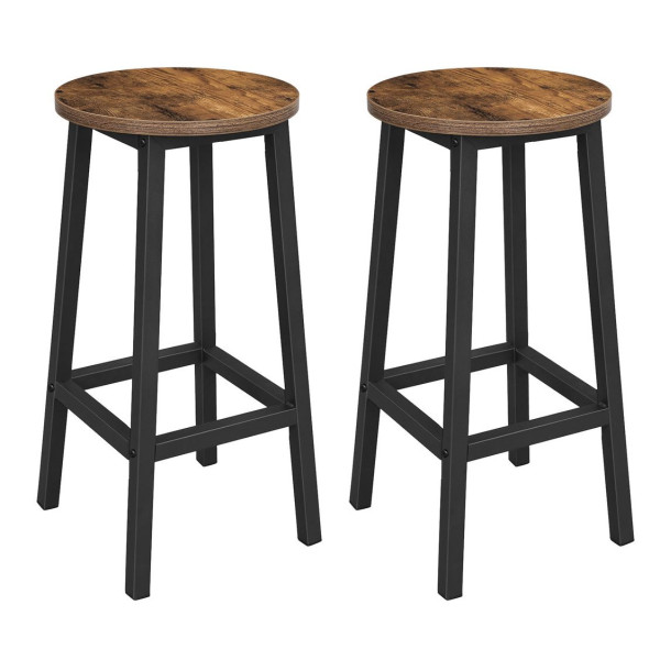 Taboret ciemny brąz barowy stołek zestaw 2 szt 32x32x65 I Begryf 642170