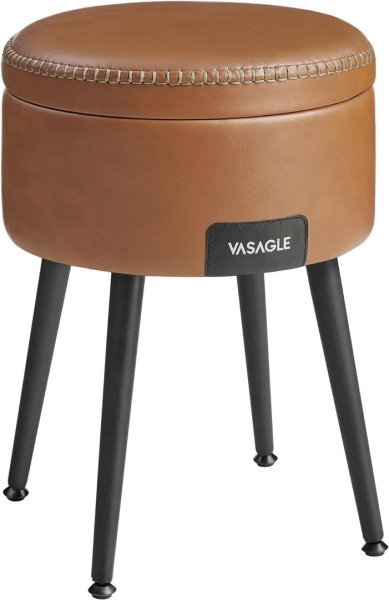 Taboret okrągły ze stalowymi nogami karmelowy brown 378380