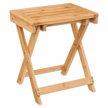 Taboret składany drewniany bambusowy 44 cm styl boho 736731