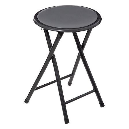 Taboret składany szary stalowy siedzisko z mdf nowoczesny 736730