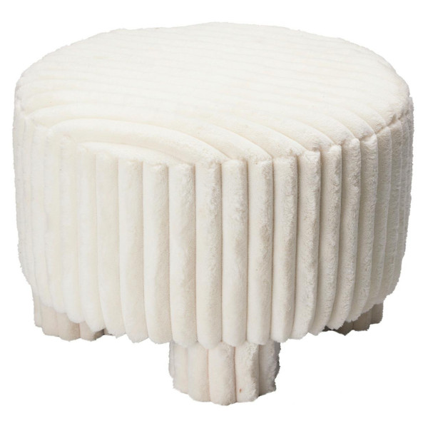 Taboret tapicerowany biały sztruks okrągły 40 cm wysokość 29 cm podstawa 1070472