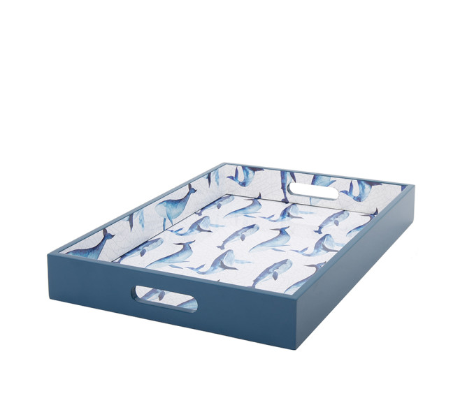 Taca dekoracyjna duża SHP WHALE 40x30 niebieska biała 1017552