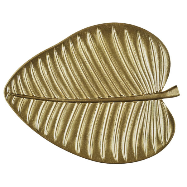 Taca dekoracyjna liść 30 cm złota z mdf w kształcie liścia 716299