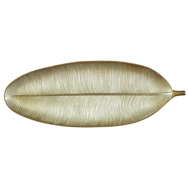 Taca dekoracyjna liść 59 cm złota z mdf w kształcie liścia 716302