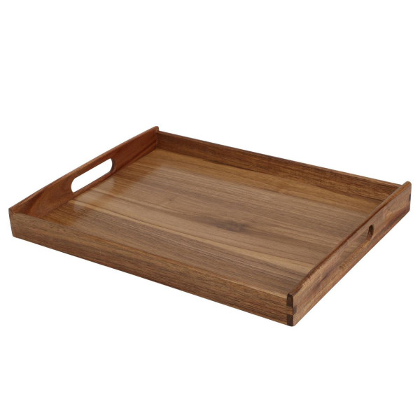 Taca drewniana z uchwytami 40x30 cm brązowa 1043678