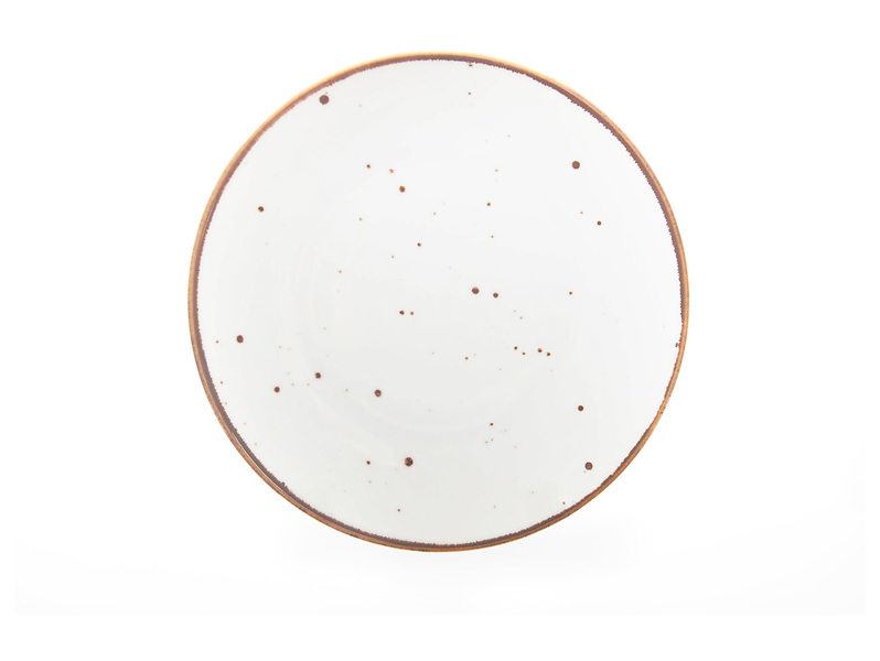 Talerz deserowy Cottage porcelanowy biało-złoty 46548