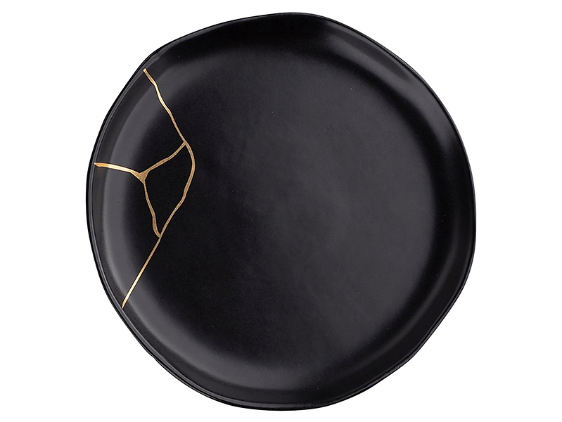 Talerz deserowy Magnific porcelanowy czarno-złoty 40940