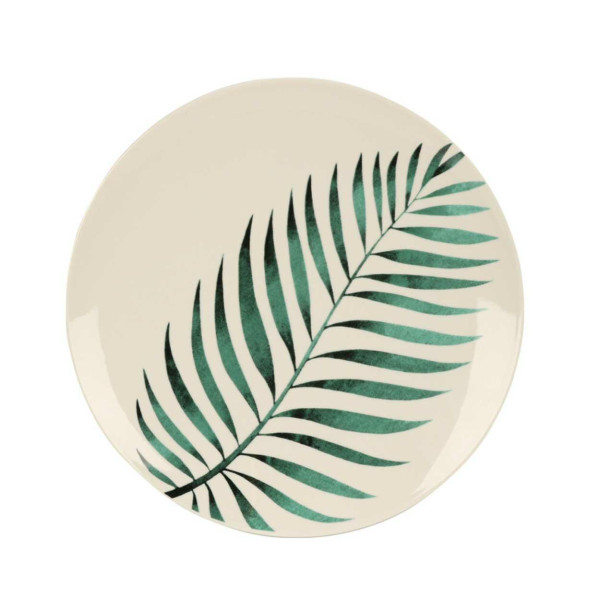 Talerz obiadowy duży Leaf 27 cm biało-zielony 386669