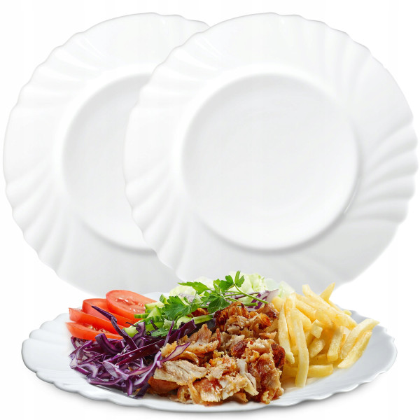 Talerz Obiadowy Płaski Płytki Szkło Hartowane 25cm 121684