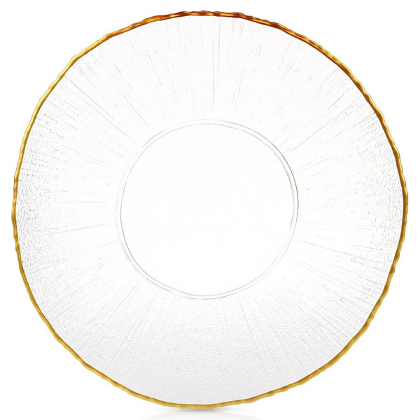 Talerz obiadowy płytki szklany złoty 28 cm 797389