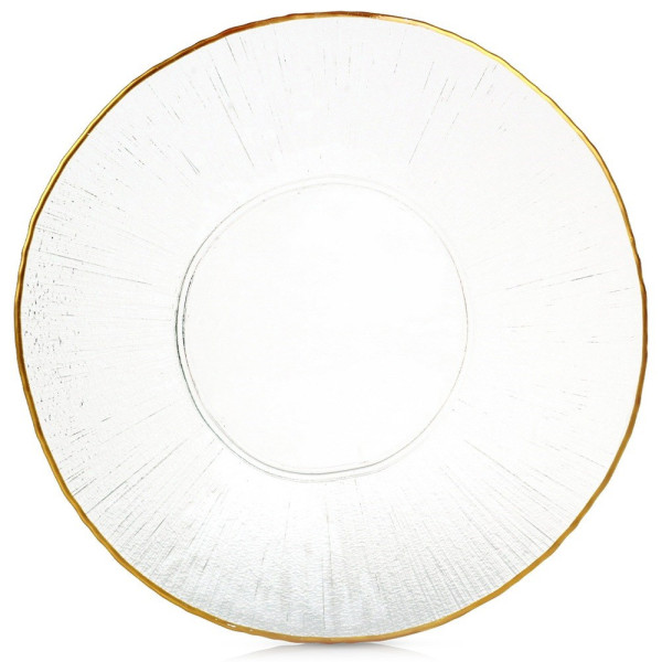 Talerz obiadowy płytki szklany złoty patera 30 cm 797392