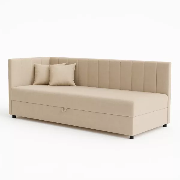 Tapczan łóżko jednoosobowe z pojemnikiem do salonu Sofaro 80x180 Beżowy 664642