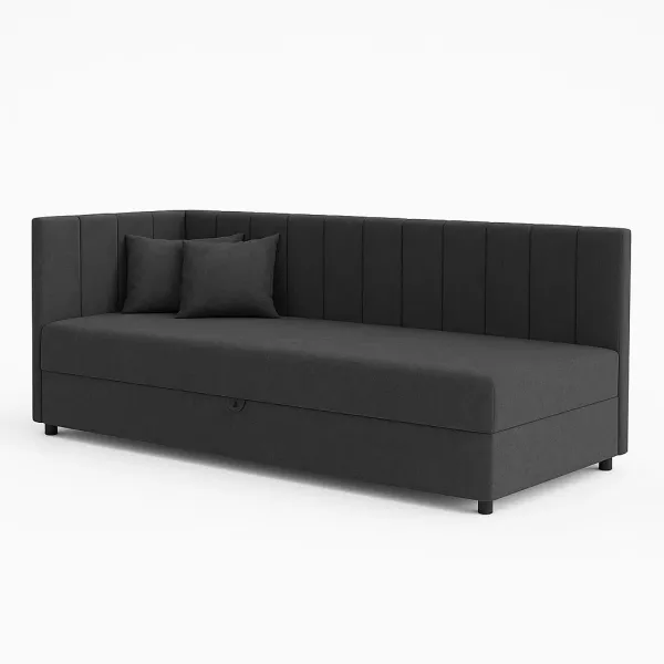 Tapczan łóżko jednoosobowe z pojemnikiem do salonu Sofaro 80x180 Grafitowe 664650