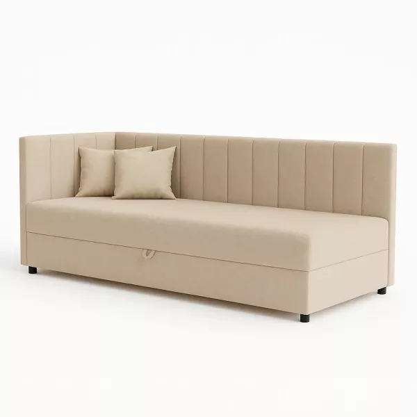 Tapczan łóżko jednoosobowe z pojemnikiem do salonu Sofaro 80x200 Beżowy 664633