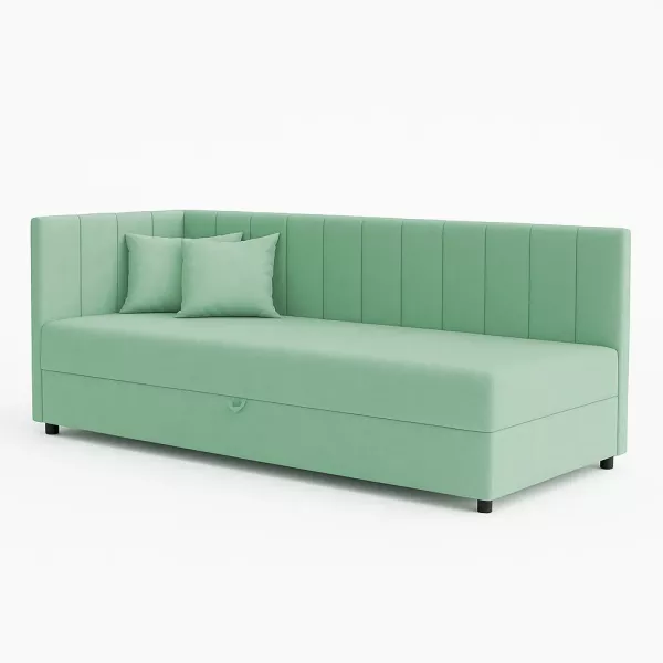 Tapczan łóżko jednoosobowe z pojemnikiem do salonu Sofaro Plus 80x180 Mięta 664627