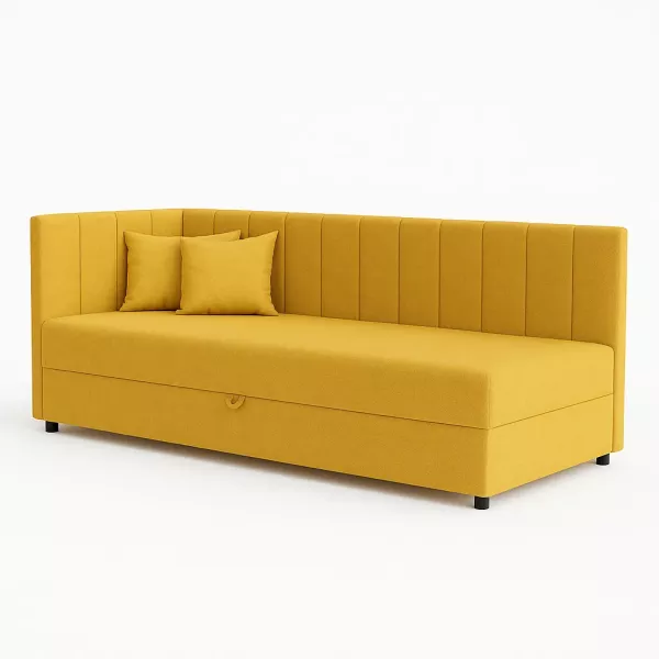 Tapczan łóżko jednoosobowe z pojemnikiem Sofaro Plus 80x200 Musztardowe 664637