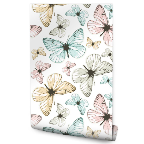 Tapet Motyle w Pastelowych Barwach 96894
