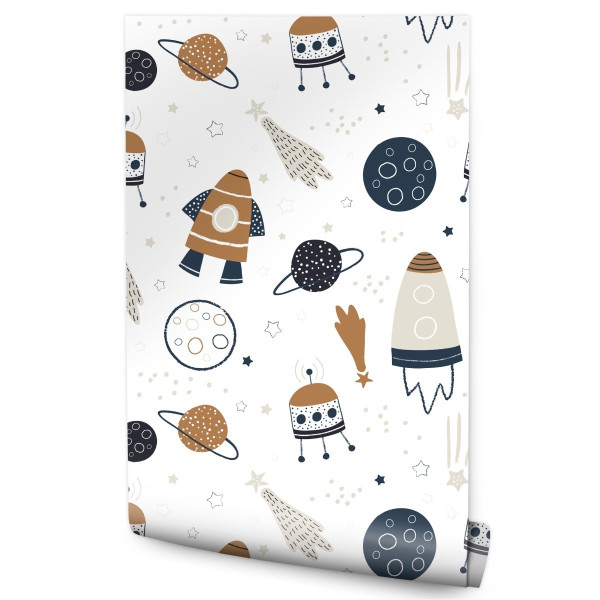 Tapeta Dziecięca Kosmos Rakiety Planety Gwiazdy 152838