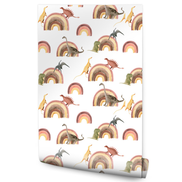 Tapeta Ścienna Dinozaury Pośród Kolorowych Tęcz 127256