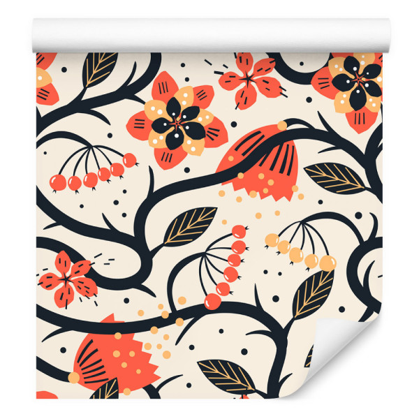 Tapeta Ścienna Kwiaty W Stylu Retro 246157