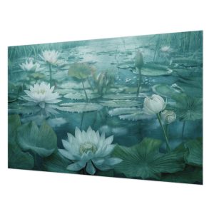 Tapeta Wodne kwiaty biały marmur flizelina premium 104×70 1025113