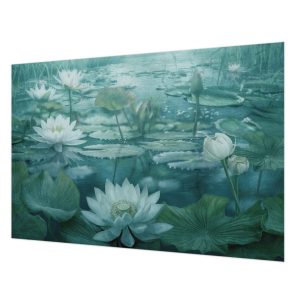 Tapeta Wodne kwiaty biały marmur flizelina premium 152×104 1025051