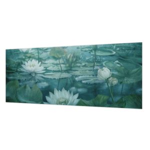 Tapeta Wodne kwiaty biały marmur flizelina premium 250×104 1025141