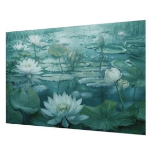 Tapeta Wodne kwiaty biały marmur flizelina premium 312×219 1025224