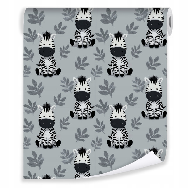 Tapeta Zebra Szary Na Flizelinie Dla Dzieci 50x1000 963751