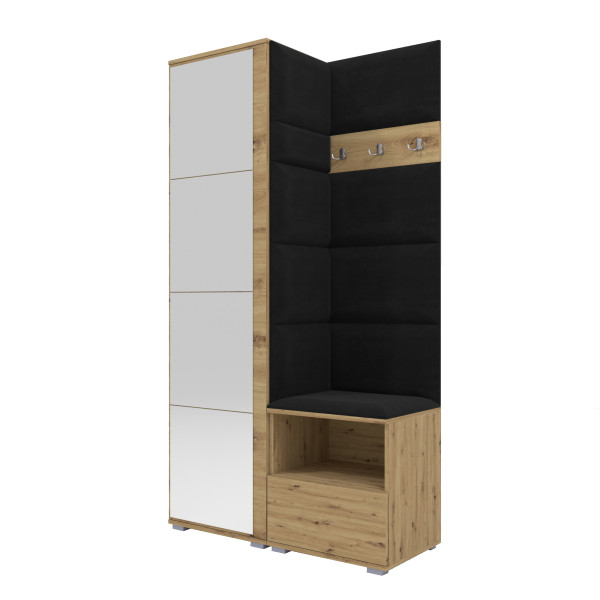 Tapicerowana garderoba Nela I z lustrem - kolor dąb artisan 210355