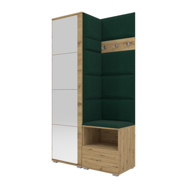 Tapicerowana garderoba Nela I z lustrem - kolor dąb artisan 210345