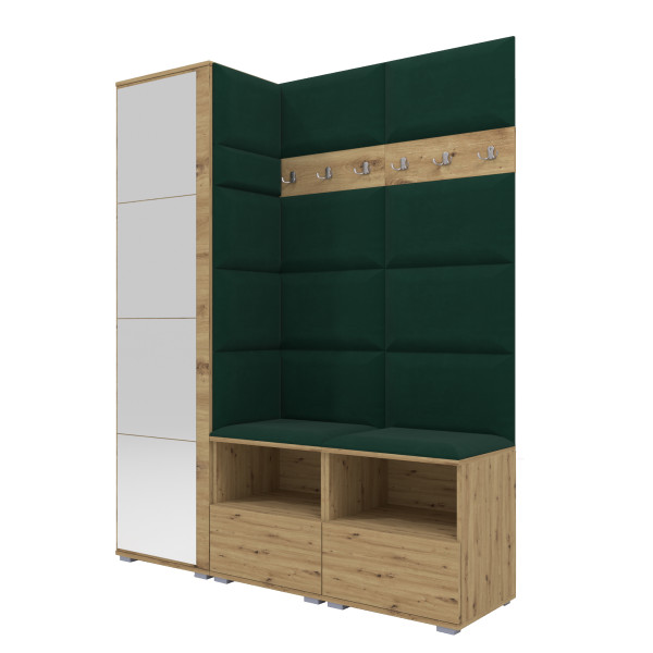 Tapicerowana garderoba Nela II z lustrem - kolor dąb artisan 210351
