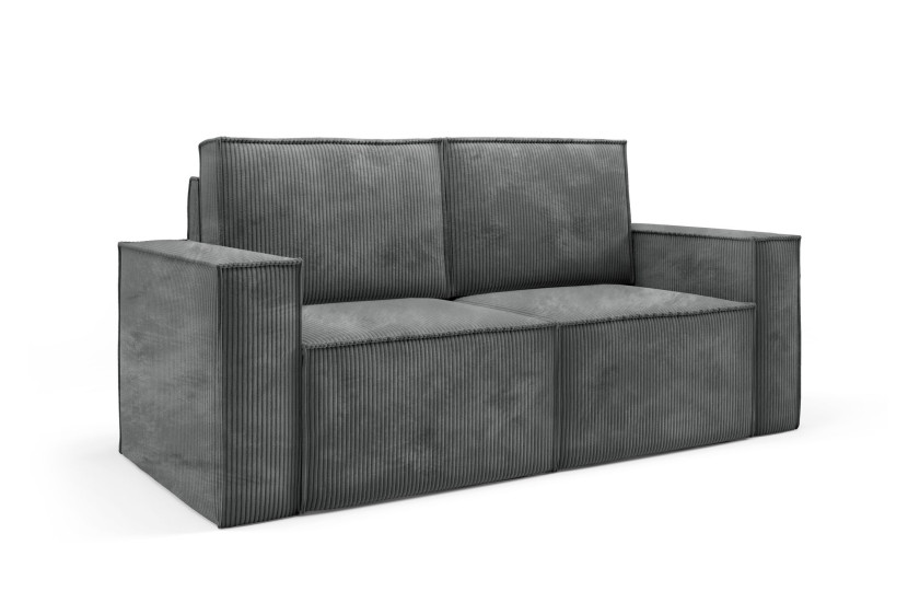 Tapicerowana sofa sztruksowa ORTO dwuosobowa Ciemna szara 324443
