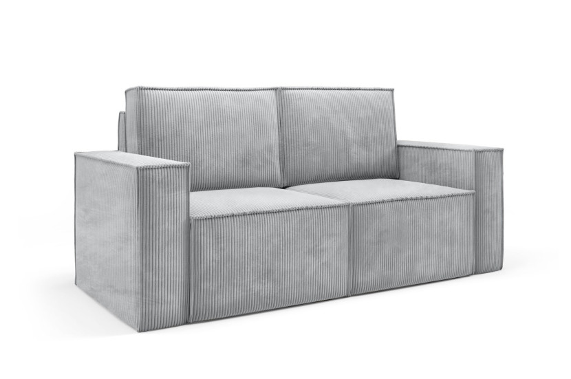 Tapicerowana sofa sztruksowa ORTO dwuosobowa Jasna szara 324448