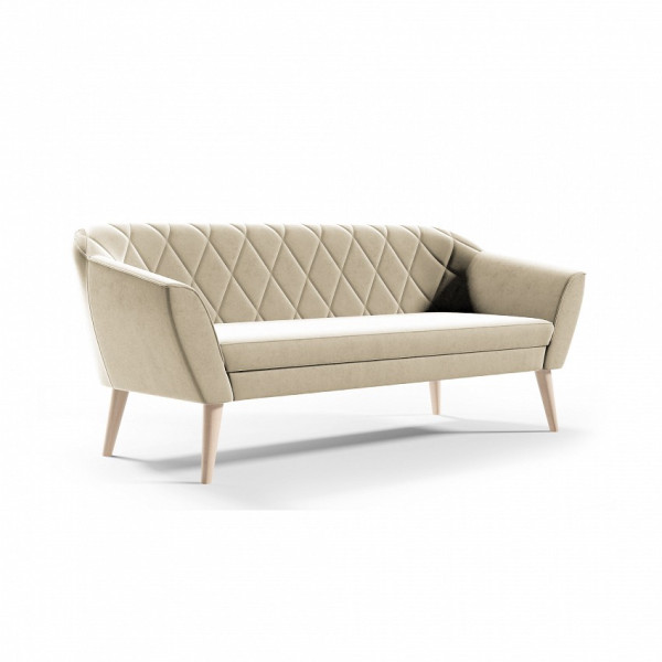 Tapicerowana sofa w stylu glamour VIVA 3 beżowy noga buk 378425